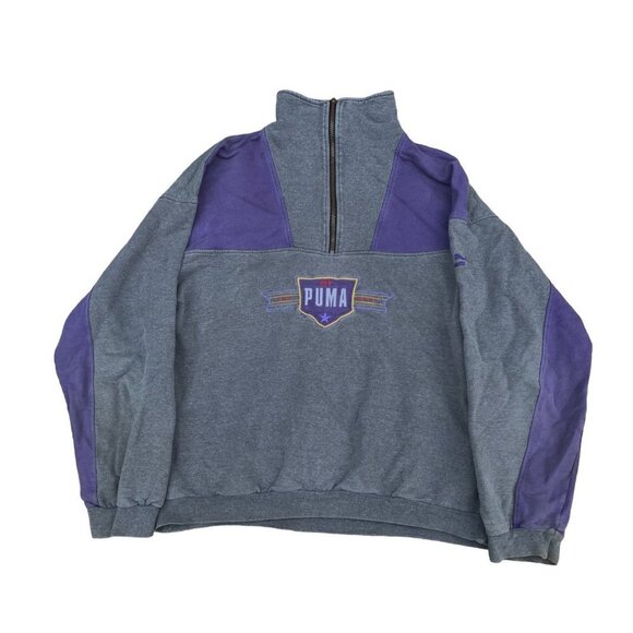 VINTAGE 1998 Puma Windbreaker XL Y2K Gray/Purple - Picture 4 of 7